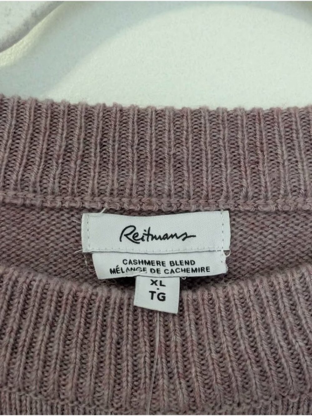 NWT Cashmere Blend Sweater XL Dusty Mauve Cozy Soft Crewneck Vertical Seam - Picture 7 of 8